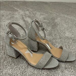 Silver Glitter Block Heel Sandals Gianni Bini